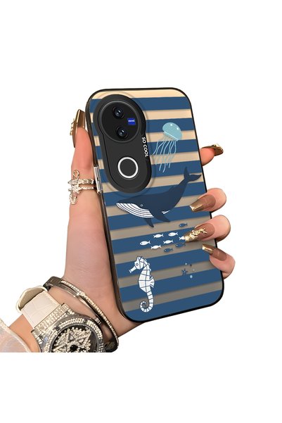 ucuc حافظة متوافقة مع هاتف Vivo V50 من Sea Creatures Whale Horse Seahorse، غط...