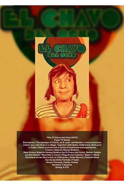 OEM Poster Infografic El Chavo del Ocho, Serial Comedie Retro, Carton 250g, A4