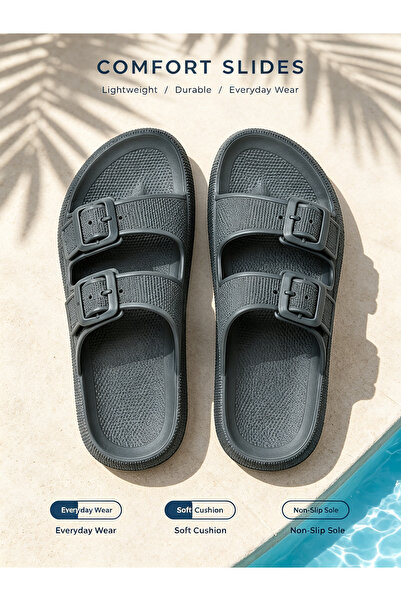 Generic Brand Men EVA Sports Slide Slippers Dual Adjustable Buckle Textured S...