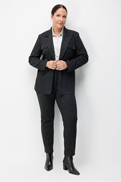 Ekol Pantaloni cu picior îngust cu model textil, antracit
