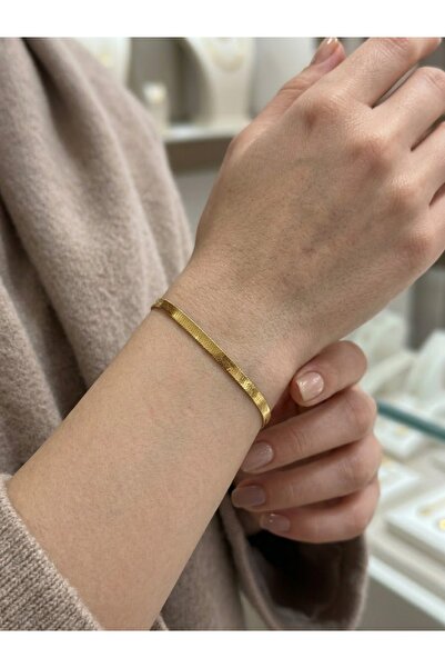 MODA Italian Crushed Chain Women's Bracelet – Flat Herringbone Model