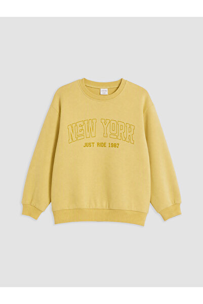 LC Waikiki Two Mt Shop Quality Lcw Kids Yellow 3 Thread Printed Boys' Sweatshirt