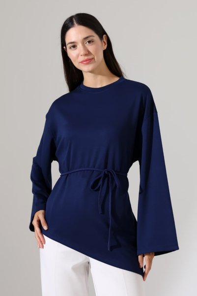 Sabr Women's Modal Belted Asymmetrical Long Sleeve Tunic