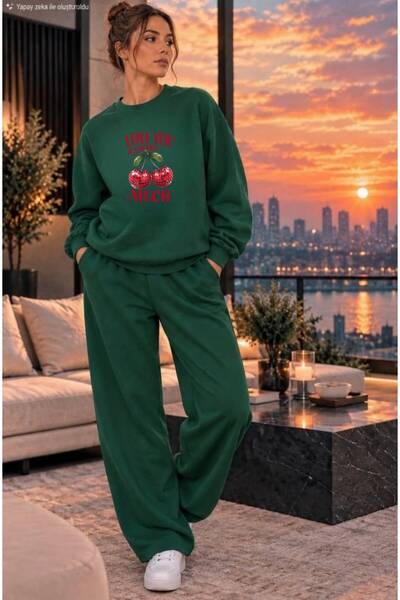 caddekombin Women's Love You Cherry Much Cherry Printed Crew Neck Regular Fit...