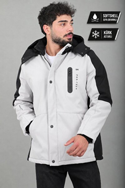 Stilkombin معطف شتوي ناعم مبطن بالفرو بلونين PLDP 3041_50525