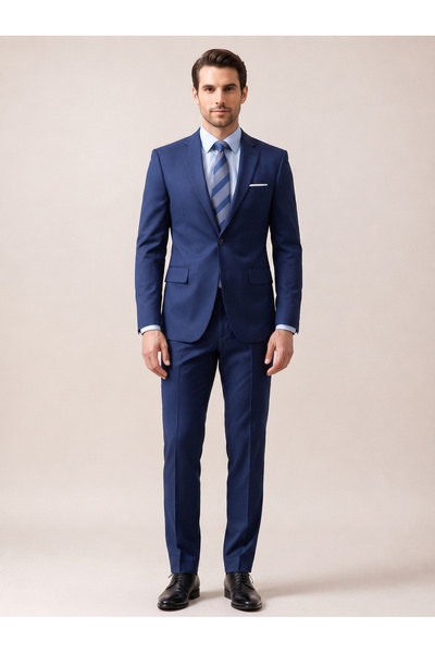 Generic Men's Modern Navy Blue 2-Piece Suit – Slim Fit Jacket and Trousers fo...