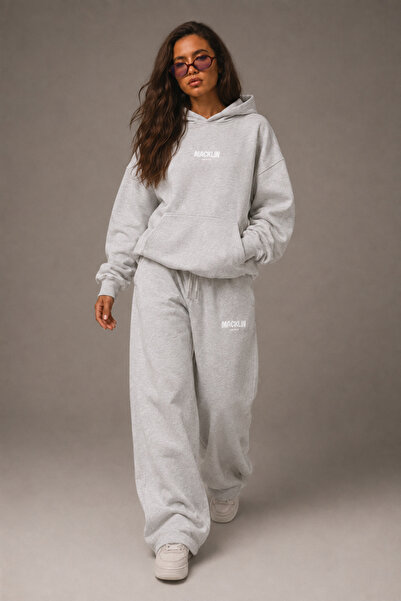 darkopia Unisex Kadın Erkek Minimal Yazı Baskılı Oversize 3 İplik Kapüşonlu S...