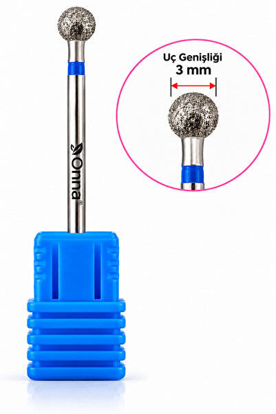 ONNA PROFESSIONAL Elmas Uçlu Top Freze Ucu 3 mm – Manikür & Pedikür Tırnak Fr...