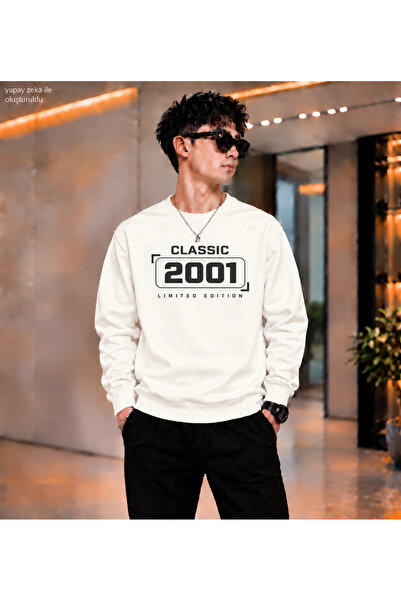 caddekombin Men's Classic 2001 Limited Edition Printed Crew Neck Casual Regul...