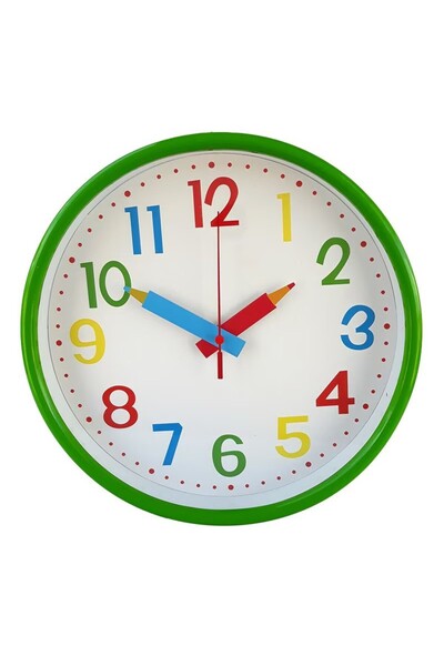 Vivendo Children's wall clock, educational, with colored numbers and pencil-s...