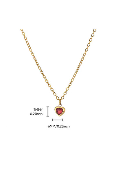 Peach Jewelry Μενταγιόν Καρδιά Κλασσική Με Κόκκινο Ζιρκόν Και Lobster Trigger...