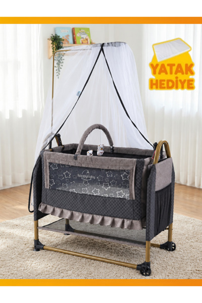 modabebekler Bebek Beşiği Anne Yanı Yatak Hediyeli Cibinlikli Kolay Kurulumlu...