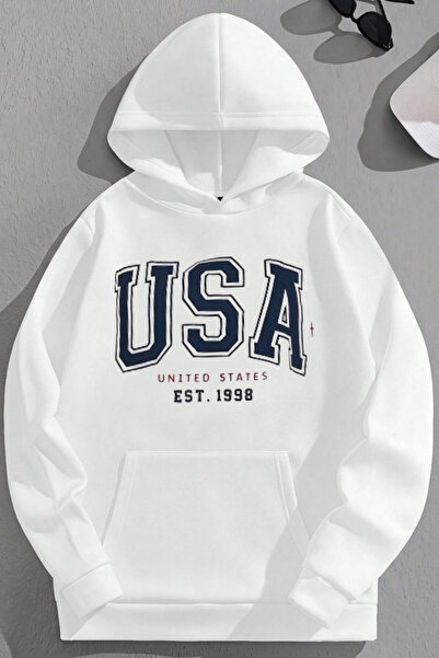 K KOZZ STYLE Unisex 3 Thread Cotton White Usa1998 Print Loose Fit Sweatshirt ...