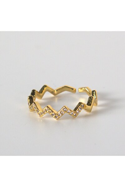 Peach Jewelry Δαχτυλίδι Μπλέιζ Επιχρυσωμένο Ασήμι 925 με Ζιργκόν