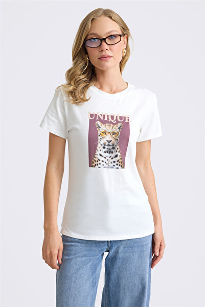HomeStore Stoned Leopard Patterned Cotton T-Shirt