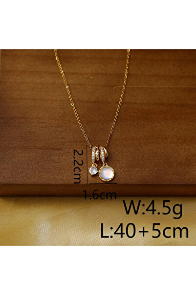 Peach Jewelry Μενταγιόν Κυκλική Σύνθεση Με Λευκά Ζιρκόν Και Οπάλιο Ανοξείδωτο...