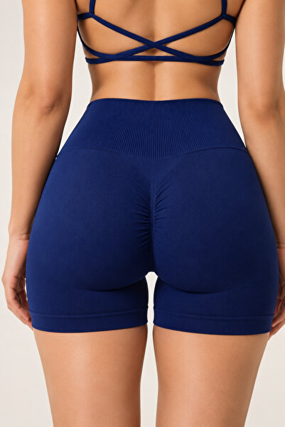 BK Hull Kadın Yüksek Bel Scrunch Toparlayıcı Kısa Şort Tayt Push Up Fitness S...