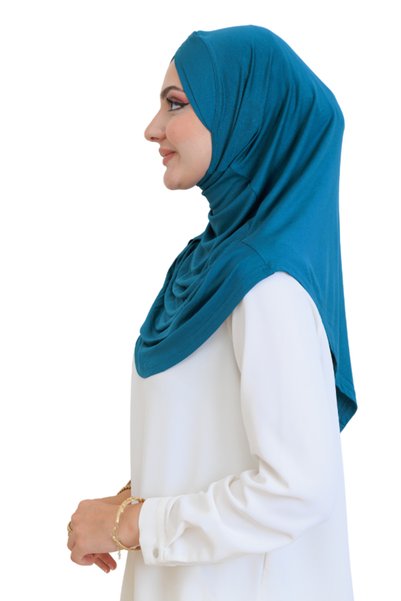 Modish Group Women's One-Piece Ready-To-Wear Turban Crossed Self-Tied Viscose Headscarf Turquoise