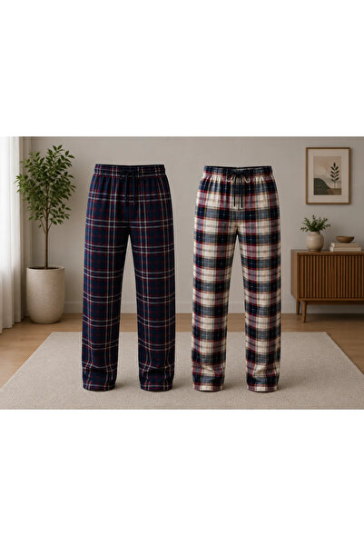 Serena Set 2 Perechi de Pantaloni de Pijama pentru Bărbați,Bleumarin/Roșu și ...
