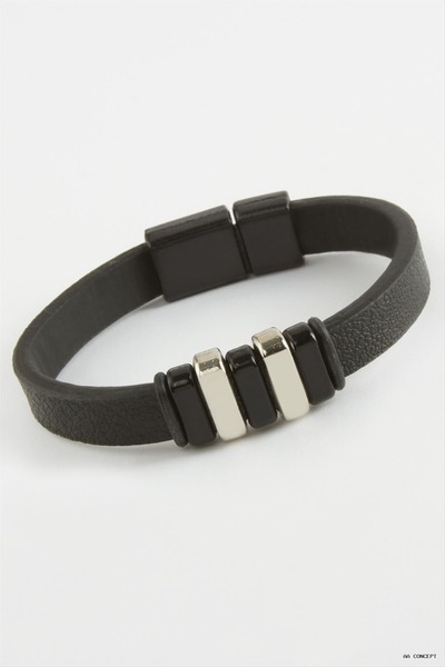 ZERO LAND Concepta Magnetic Leather (11435) Bracelet Black