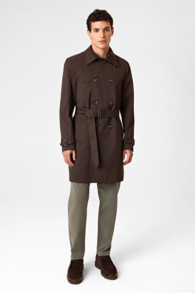 Back And Bond Belted Regular Fit Water Repellent Dark Brown Trench Coat