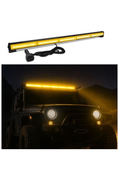 BZRSH Bară luminoasă LED 75 cm, 5 module COB, 12-24V IP67, Avertizare portoca...