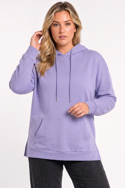 Shape Of You Büyük Beden Kapüşonlu Kanguru Cepli Uzun Kollu Sweatshirt