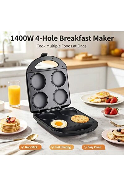 SOKANY SK‑822 Electric Pancake Maker 1400W, 4‑Slot Non‑Stick Breakfast Machin...