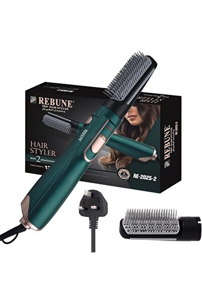 rebune RE-2025-2Green 1200W Hot Air Styler Hair Electric Brush Fast Heating (...