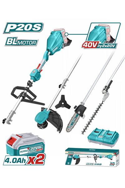 TOTAL Σετ Πολυεργαλείου 4-σε-1 με Μπαταρία Li-ion 2x20V (40V) / 4Ah / 2 Μπατα...