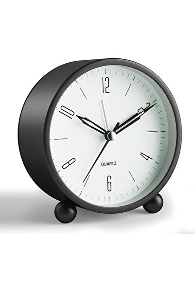 ALMEKAQUZ ساعة منبه تناظرية، فائقة الهدوء بدون صوت تكتكة، مع إضاءة ليلية، تعم...