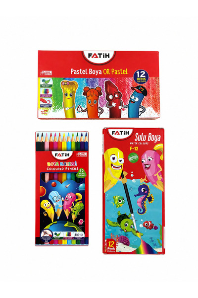 Fatih 3 LÜ BOYA SETİ KURU - PASTEL - SULU BOYA