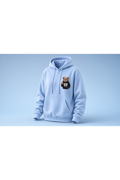 Combineman35 Oversize Teddy Bear Baskılı Kapüşonlu Sweatshirt – Not Yours-Unisex