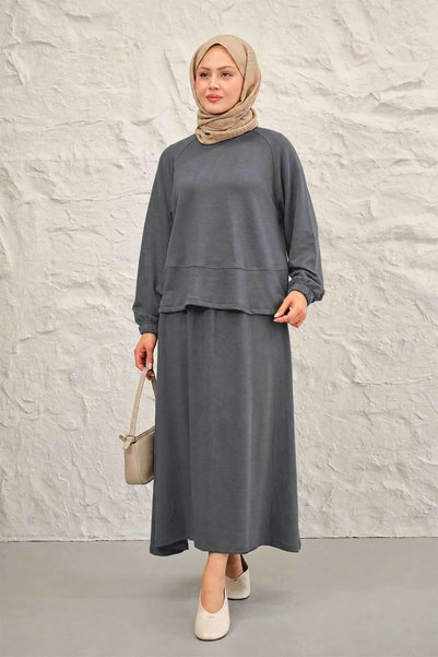LOCCO Women's Skirt Suit Gray