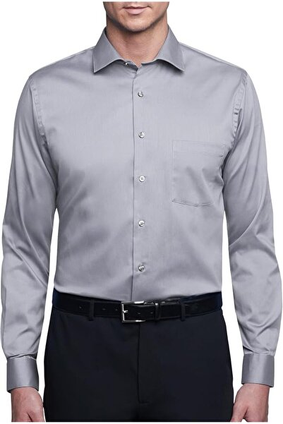 VAN HEUSEN قميص رجالي رسمي بقصة عادية وياقة مرنة قابلة للتمدد بلون موحد