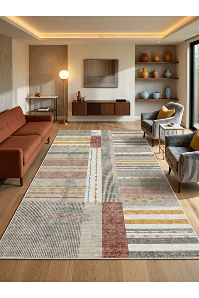 Rose'n Home ARTE VN114 Geometrik Desenli Modern Renkli Dekoratif Salon Mutfak...