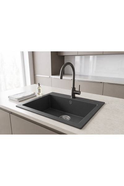 GÜNEY ANKASTRE RealStone K002 DIDYMA 60 60×53 cm Antrasit Granit Evye + Tekli...
