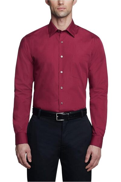 VAN HEUSEN قميص رجالي رسمي ملائم من قماش البوبلين سادة