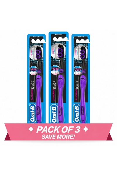 Oral-B Allrounder Black Toothbrush Medium (Pack of 3)