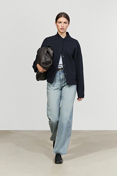 Massimo Dutti %100 yün cepli bomber ceket
