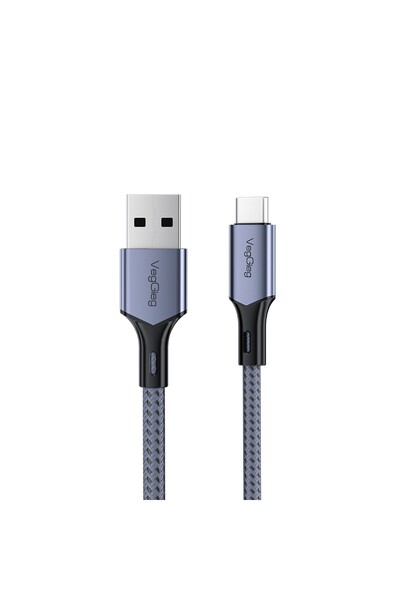 Veggieg USB-A to USB-C 60W 3A Type-C Hızlı Şarj ve Data Kablosu 1.2 Metre
