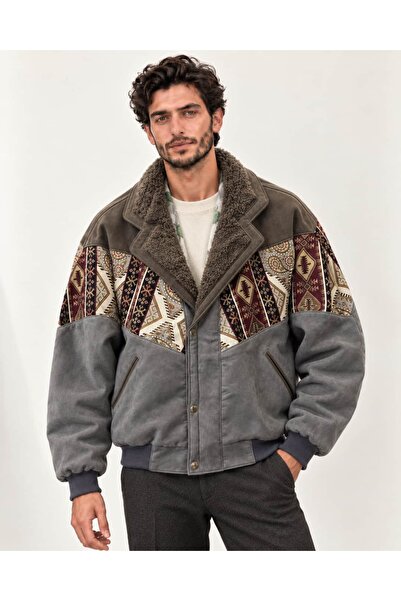 CANMODA (8026) معطف Recien للجنسين بياقة من الفرو بتصميم عتيق على طراز الأزتي...