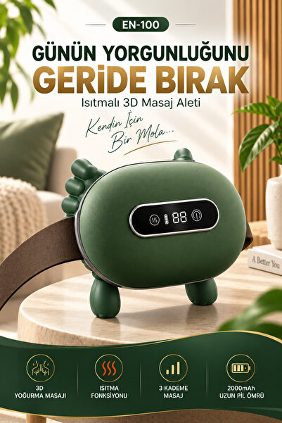 Merwish Isıtmalı 3D Boyun Omuz Masaj Aleti 3 Kademeli Şarjlı Taşınabilir Masaj Cihazı 2000 mAh
