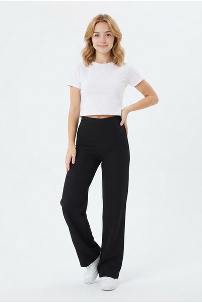 Generic Brand Pantaloni de damă cu talie înaltă din lycra, elastici, cu picior conic, eleganți, casual