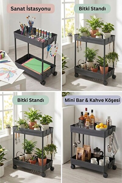 Pamit Toys PAMİT HOME XL Rafata Çok Amaçlı Tekerli Geniş 2 Katlı Banyo Düzenl...