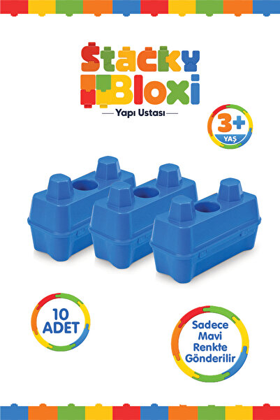 Birlik Oyuncak Stacky Bloxi Yapı Ustası 10 Parça Mavi İstiflenebilir Yapı Blo...