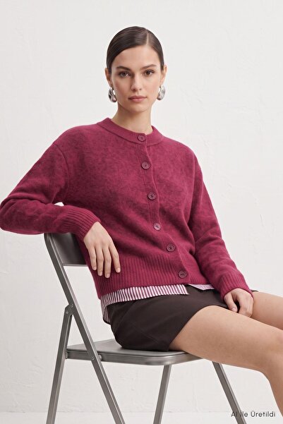 Rays Cardigan scurt cu nasturi 70145 Roșu Claret