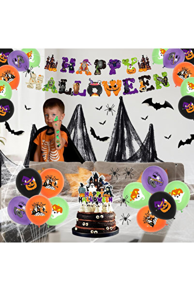 OEM Set complet de decorațiuni de Halloween – Banner Happy Halloween, 20 de b...