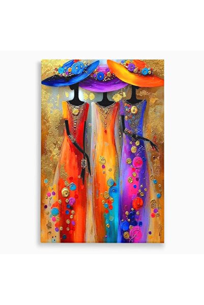Luxcanva Tablou Canvas Doamne Elegante Cu Palarii 80x120 cm pe Sasiu Lemn Mod...