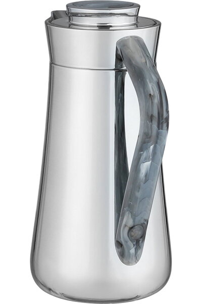 Alsaif Gallery Al Hada Al Saif Gallery Thermos, 1 Liter, Gray Marble Handle, Press-button - Shiny Silver